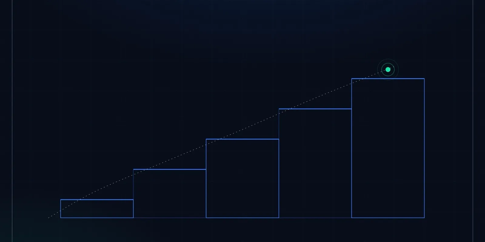 A staircase ascending through a concrete structure, each flight lit from above.